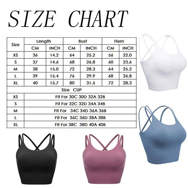 Womens Padded Sports Bra Fitness Workout Running Camisole Crop Top with Built in Bra